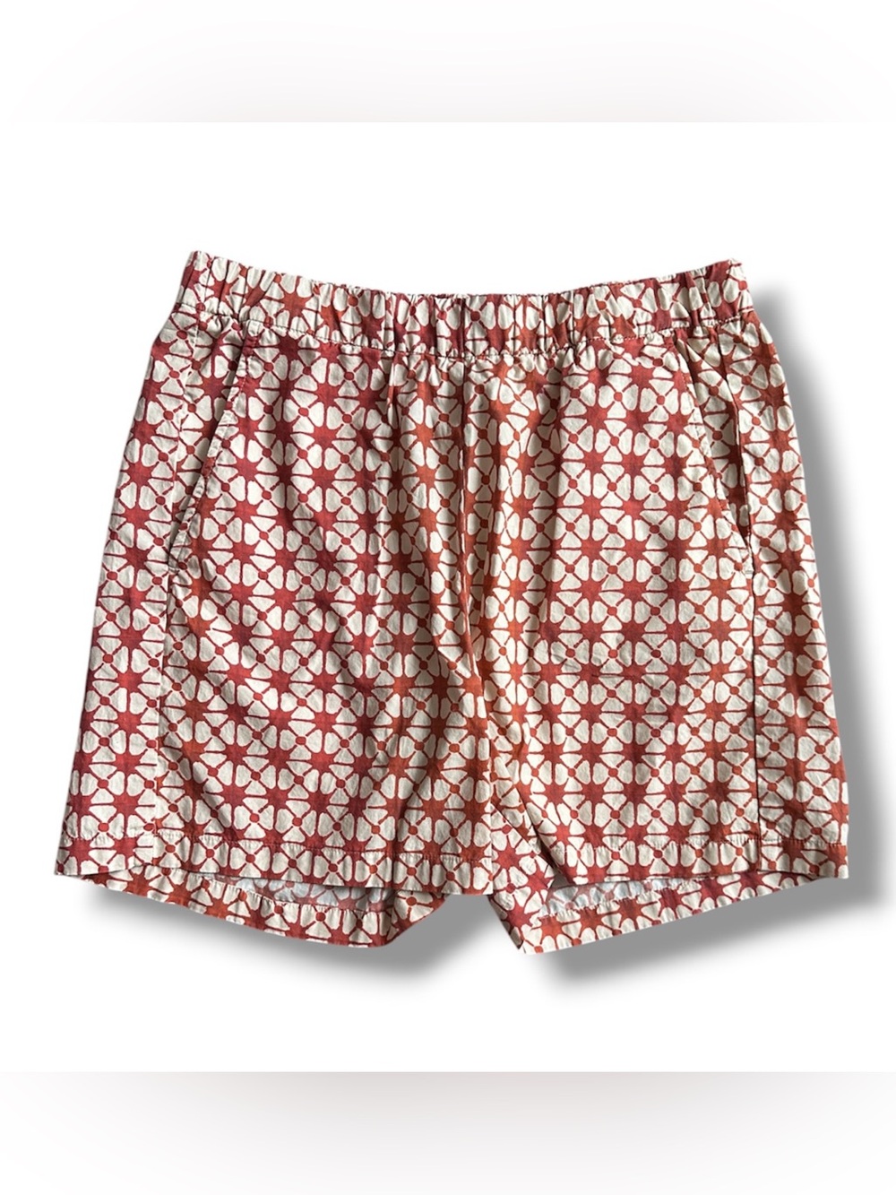 Hartford Red Beige Floral Cotton Shorts Women's Size Small Cotton Vacay Resort